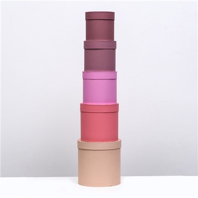 Набор шляпных подарочных коробок 5 в 1« Кофейный», 23×23 - 14×14 см