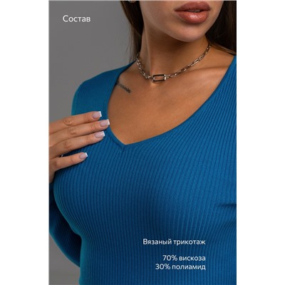 Женский джемпер в рубчик с V-вырезом Happyfox