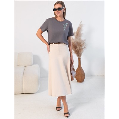 Нарядная футболка с принтом пайетками из премиального хлопка с эластаном