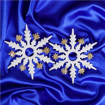 Ёлочные игрушки набор 2 шт. «Зимнее волшебство. Снежинка полярная», d=14.5 см, бело-золотой