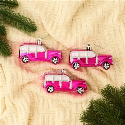 Ёлочные игрушки 3 шт., «Зимнее волшебство, Модельки» пластик, 9×3.5 см, розовый