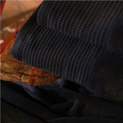 Полотенце махровое SL HOME: Waffle «Дарк Маре» 90×150 см, 100% хлопок, 490 г/м²