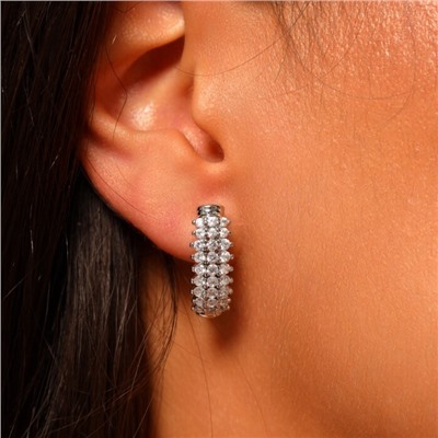 Серьги дорожка ювелирная бижутерия, покрытие посеребрение, вставка: фианиты, цвет: прозрачный, арт.213.627