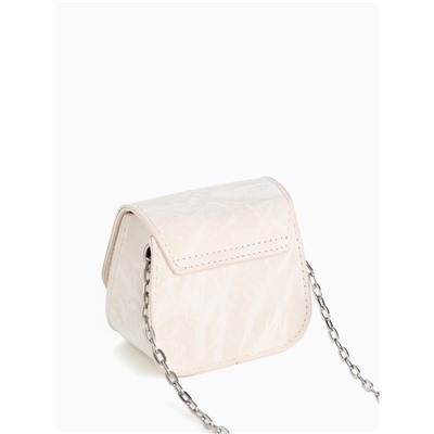 Сумка мини-клатч на магните, на длинной цепочке, белая