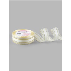 Лента декоративная, капроновая, атласная, с люрексом, 25 мм, 18±1 м, белая