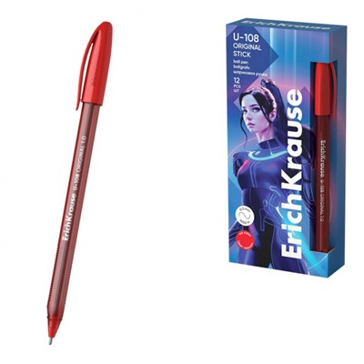 Ручка шариковая U-108 Original Stick Ultra Glide Technology красная 1.0мм 53741 ErichKrause