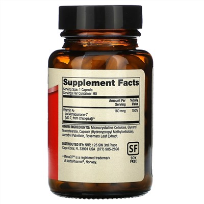 Dr. Mercola, Витамин K2, 180 мкг, 90 капсул