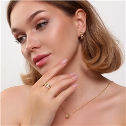 Комплект ювелирной бижутерии Итальянское золото (покрытие желтое 14к), серьги, кулон и кольцо 17 р, вставка: фианиты, цвет: прозрачный, арт.314.844-17