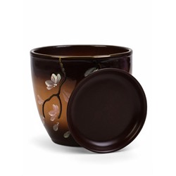 Горшок для цветов «Миндаль», 2.5 л, d=18.5 см, h=16.5 см, с поддоном, керамика, коричневый
