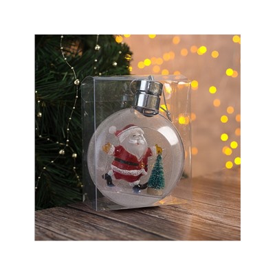 Ёлочный шар «Дед Мороз», 5 LED, от батареек, свечение тёплое белое