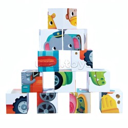 Кубики "Зверотранспорт" 12 шт Baby Toys