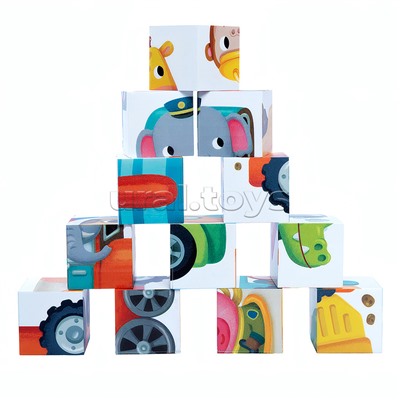 Кубики "Зверотранспорт" 12 шт Baby Toys