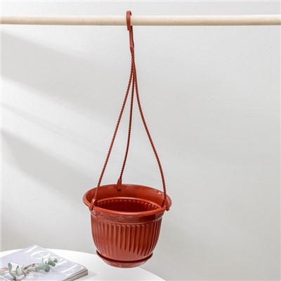 Кашпо для цветов «Венеция», 3 л, с подвесом, коричневое