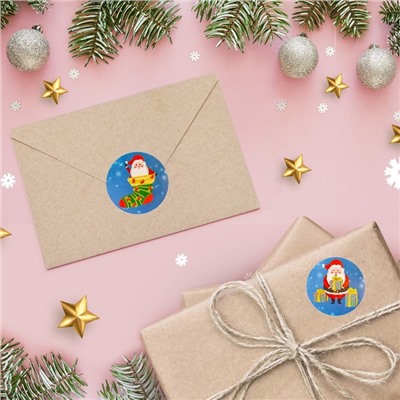 Наклейки в рулоне «Санта», 500 шт., 2.5×2.5 см