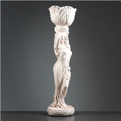 Фигура из гипса «Девушка с кашпо на голове», 22×22×80 см, 1.5 л, белая