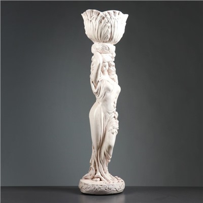 Фигура из гипса «Девушка с кашпо на голове», 22×22×80 см, 1.5 л, белая