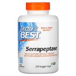 Doctor's Best, серрапептаза, 270 вегетарианских капсул