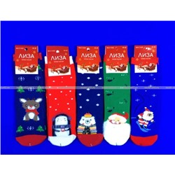 Лиза термоноски детские внутри махра Новогодние арт. 5330