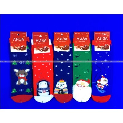 Лиза термоноски детские внутри махра Новогодние арт. 5330