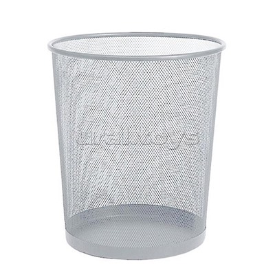 Корзина для бумаг 24x29,5x35 см (19,5 л), круглая, сетчатая металлическая, серая