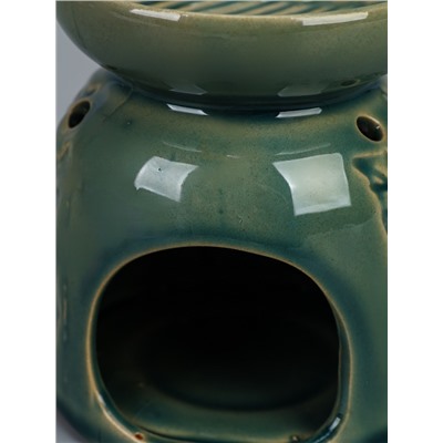 УЦЕНКА Аромалампа для эфирных масел керамика «Листья», морская лагуна, 9.5×9.5×10.8 см