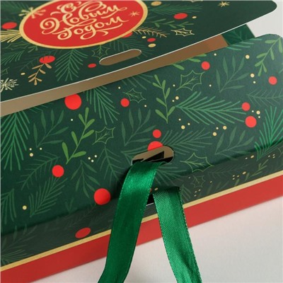 Коробка подарочная новогодняя складная «С Новым годом», 16.5×12×5 см