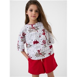 Комплект трикотажный для девочек: фуфайка (футболка), шорты