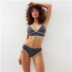 Комплект нижнего белья женский (топ, трусы) Collorista, тёмно-серый, размер 46-48