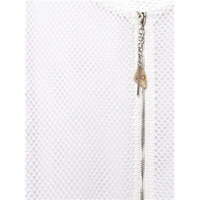 Жакеты CONTE LJ 1133 Белый фактурный бомбер в сеточку на молнии