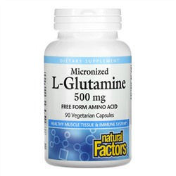 Natural Factors, Micronized L-Glutamine, 500 mg, 90 Vegetarian Capsules