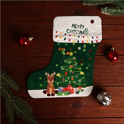 Пакет подарочный новогодний, с zip - lock застежкой, 12×20.5 см