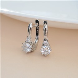 Серьги ювелирная бижутерия, покрытие посеребрение, вставка: фианиты, цвет: прозрачный, арт.213.573
