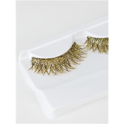 Ресницы накладные «Сияй», с блёстками, 14 мм, без клея, золотистые