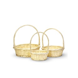 Корзина плетёная для хранения Canna, с ручкой, бежевая, набор 3 шт.
