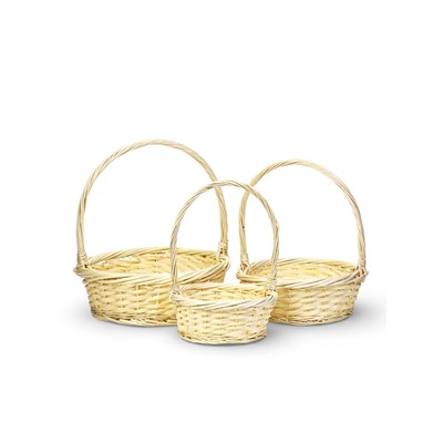 Корзина плетёная для хранения Canna, с ручкой, бежевая, набор 3 шт.