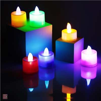 Фонари декоративные в виде свечей, пластик, LED, 4-4,5см, 6 цветов
