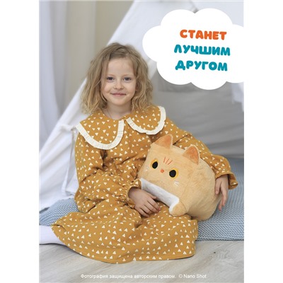 Мягкая игрушка кот-кирпичик кото куб глазастый квадратный котик, рыжий 30 см
