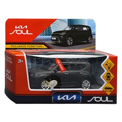 Машина металл KIA soul 12 см, (свет-звук, двер, черный матовый)инерц., в коробке