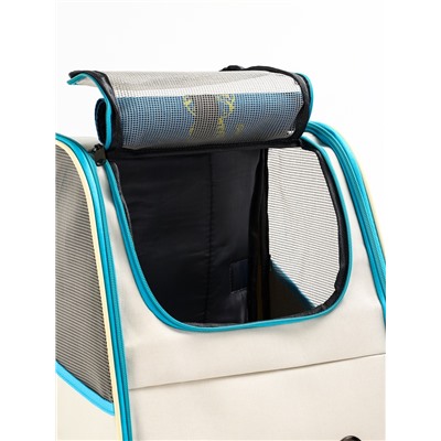 Рюкзак для переноски кошек и собак, прозрачный, 32×28×38 см, бело-синий