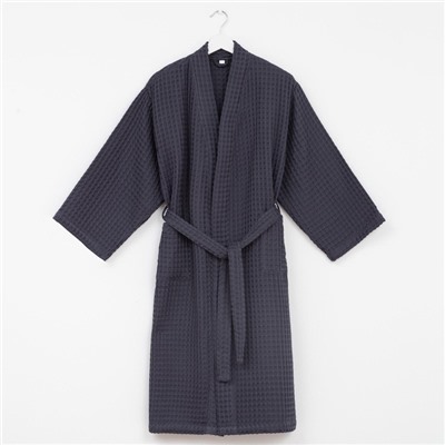 Халат вафельный женский удлинённый «Этель» Boho, размер 42-44, хлопок, 290 г/м², тёмно-серый