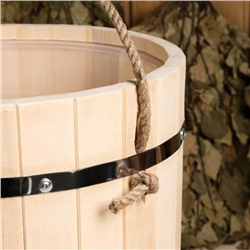 Ведро - запарник для бани и сауны, 18 л, липа, пластиковая вставка, ручка - верёвка, «Добропаровъ»