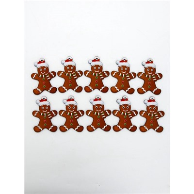 Подвеска новогодняя деревянная «Печенька», набор 10 шт.