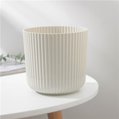 Горшок для цветов с поддоном «Вельвет», 1.6 л, d=14 см, цвет белый ротанг