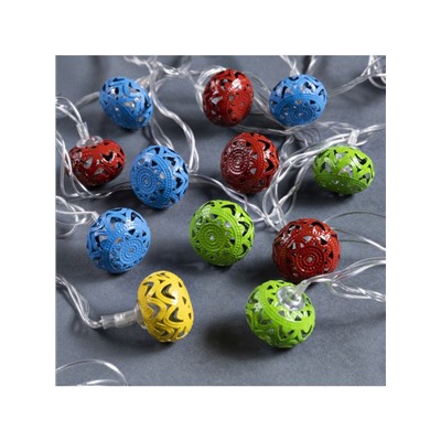 Гирлянда «Нить» 4 м с насадками «Шарик с орнаментом», IP20, прозрачная нить, 20 LED, свечение мульти, 8 режимов, 220 В