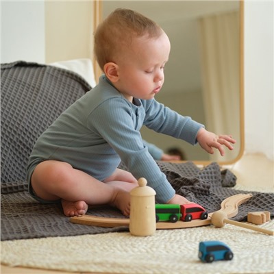 Полотенце - уголок вафельное «Крошка Я» Boho, 120×120 см, хлопок 100%, светло-серое