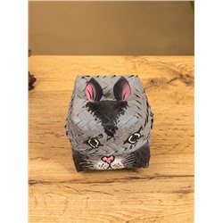 Корзинка «Кот», 8×8×13 см, бамбук, серая