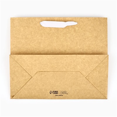 Пакет подарочный новогодний крафтовый с пластиковым окном «С новым счастьем», 24×20×11 см