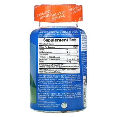 Sundown Naturals Kids, Kids Probiotic Gummies, Natural Pineapple, Raspberry & Orange, 2 Billion Live Cultures, 30 Gummies