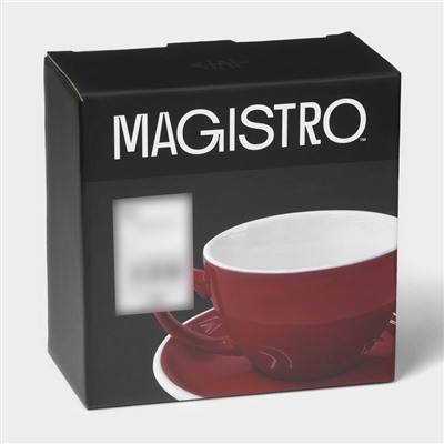 Кофейная пара Magistro Coffee time, чашка 200 мл, блюдце d=14.5 см, фарфор, красная