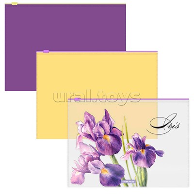 Набор из 3 zip-пакетов пластиковых Soft Iris, B5, полупрозрачный, ассорти